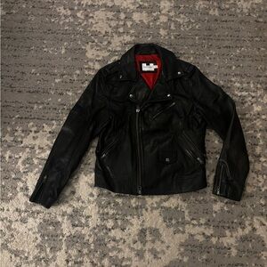 Topman Black Genuine Leather Biker Jacket Size Men’s Medium